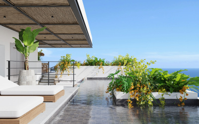 Ubicado en el punto más alto del desarrollo, este roof top ofrece un panorama incomparable del mar Caribe y la ciudad de Playa del Carmen. Equipado con una piscina infinity y zonas de descanso modernas, es el escenario perfecto para momentos de relajación o reuniones exclusivas